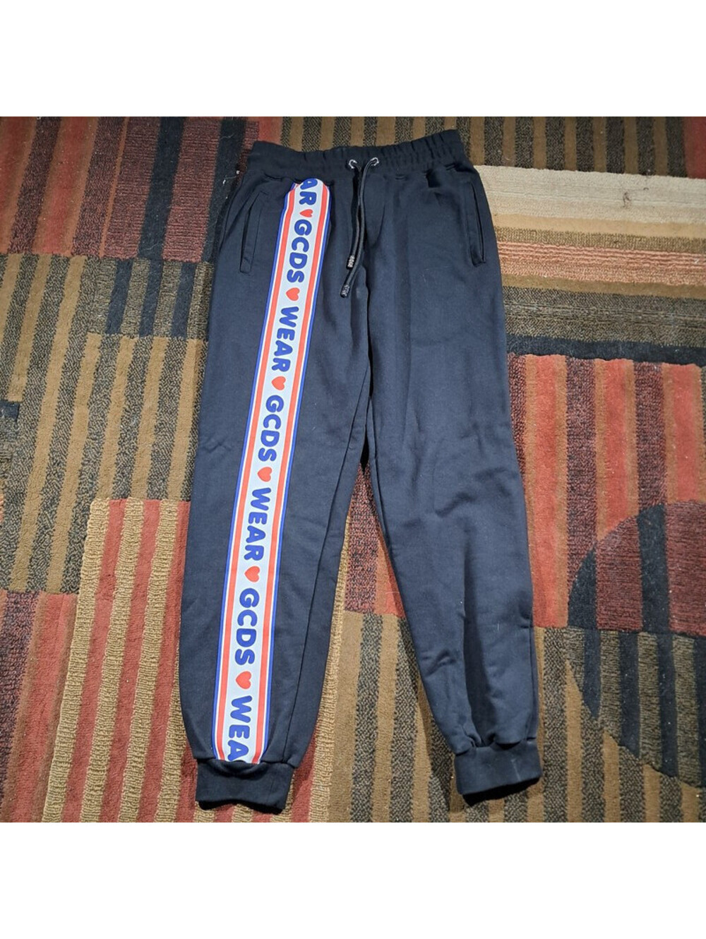 GCDS Cute Tape Track Pants Mens XL Black Logo Made Italy